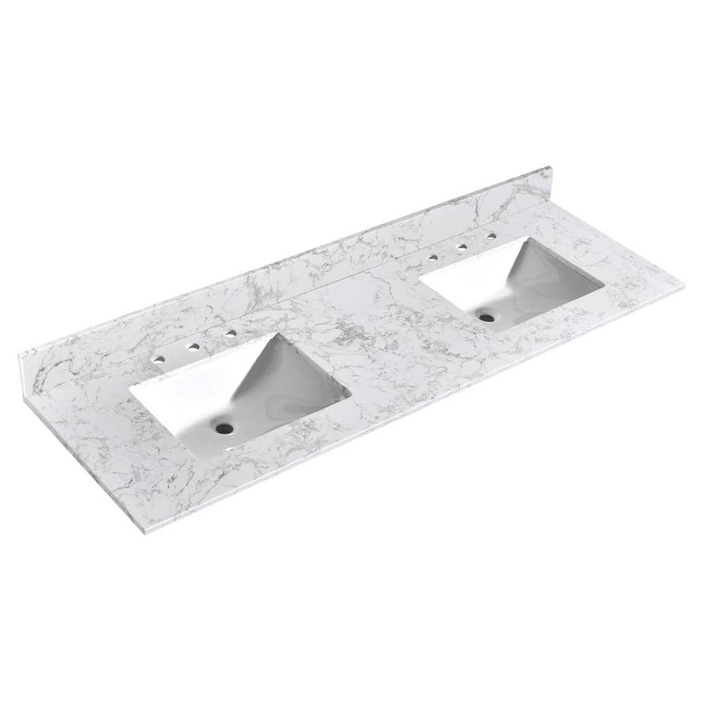 YASINU Moonface 72 in. W x 22 in. D Engineered Stone Composite
