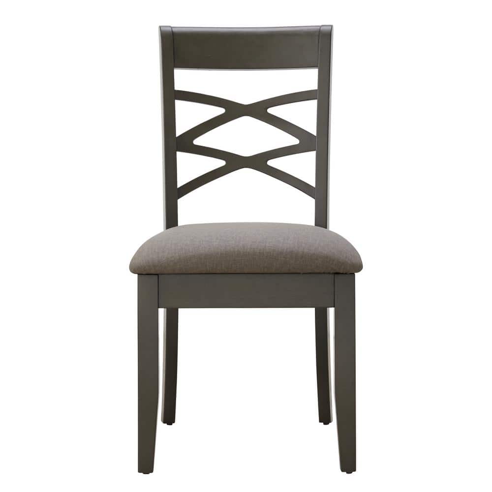 Graystone Wood Double Cross Back Upholstered Side Chair Set