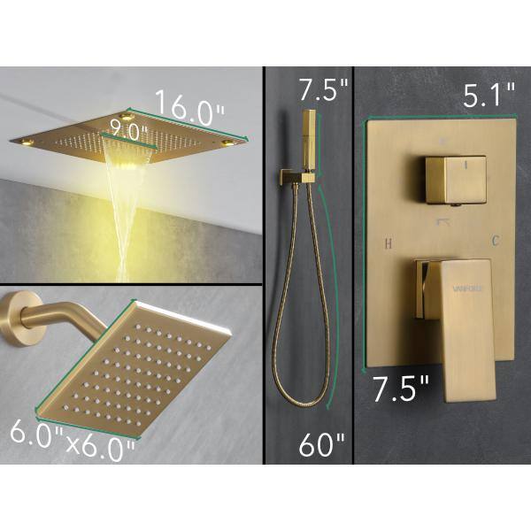 Vanfoxle Single Handle 5-Spray Shower Faucet 1.8 GPM 20 in