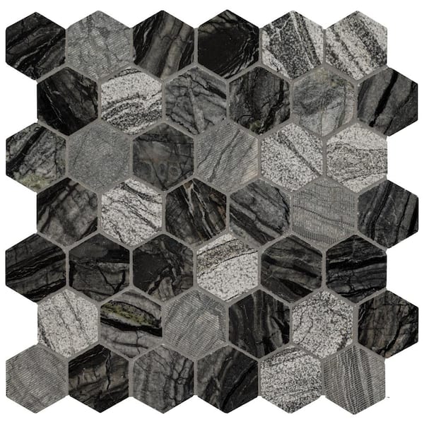 MSI Henley Hexagon 12 in. x 12 in. Polished Marble Mesh-Mounted Mosaic Floor and Wall Tile (9.8 sq. ft./case)