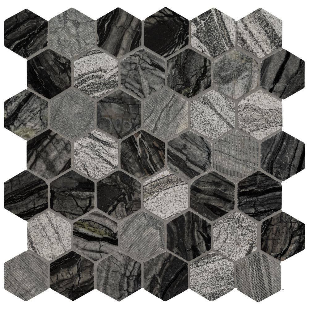 Henley Hexagon 12 in. x 12 in. Polished Marble Mesh-Mounted Mosaic Floor and Wall Tile (9.8 sq. ft./case) price history on PriceWatchPro