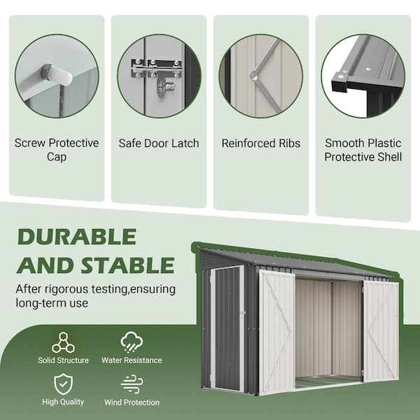 9 ft. W x 4 ft. D Outdoor Metal Garden Storage Shed with Lockable