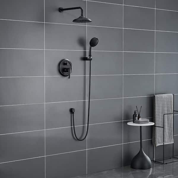 3-Spray Wall Mount Handheld Shower Head 360° Rotating Shower Head 1.8 GPM Anti-scald Valve in Matte Black