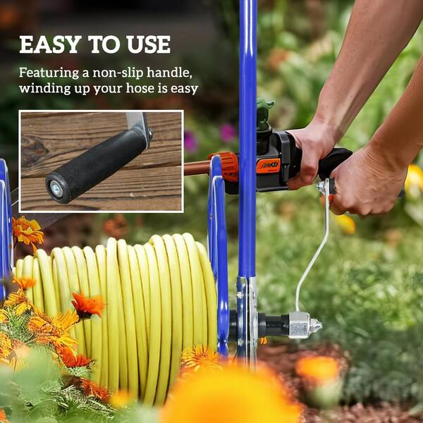 Outsunny Garden Hose Cart with Wheels 84H-138V00BU - The Outsunny Garden Hose Cart with Wheels 84H-138V00BU - The
