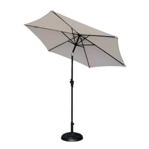 8.8 ft. Outdoor Aluminum Market Patio Umbrella in Cream, with Base, Push Button Tilt and Crank lift
