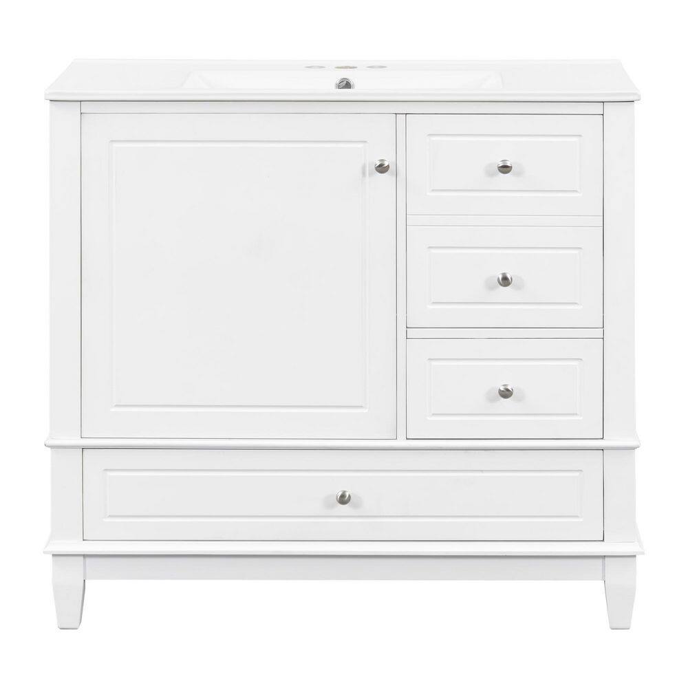 36 in. Freestanding White Bath Vanity with White Ceramic Top Unassembled price history on PriceWatchPro