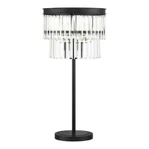 North Falls 26 in. Black Table Lamp with Crystal Shade