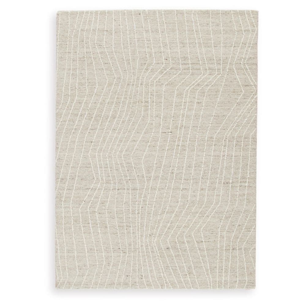Gray and Ivory Abstract Tufted Wool 5' x 7' Rug
