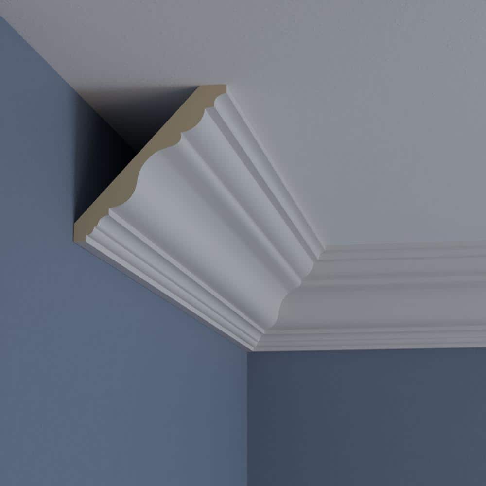 Primed White Polyurethane Geometric Crown Moulding Sample