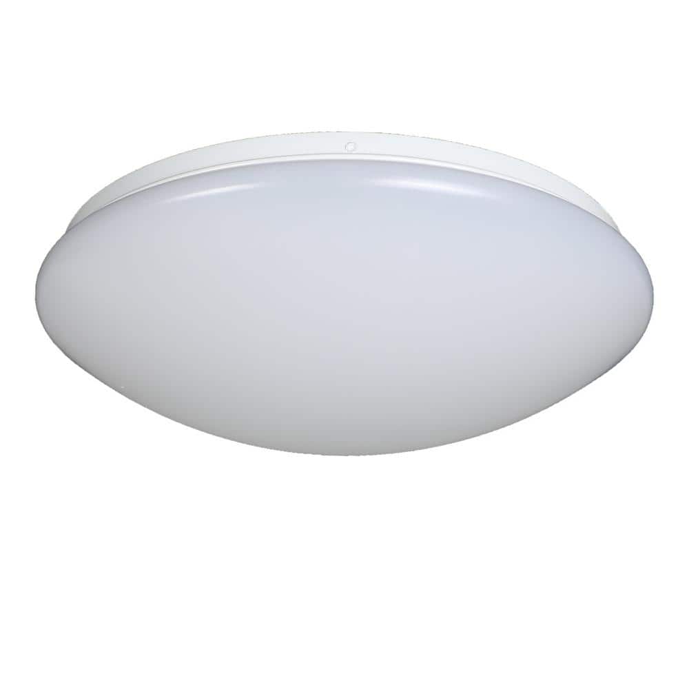 Sleek White 14" LED Energy Star Flush Mount Light for Indoor/Outdoor