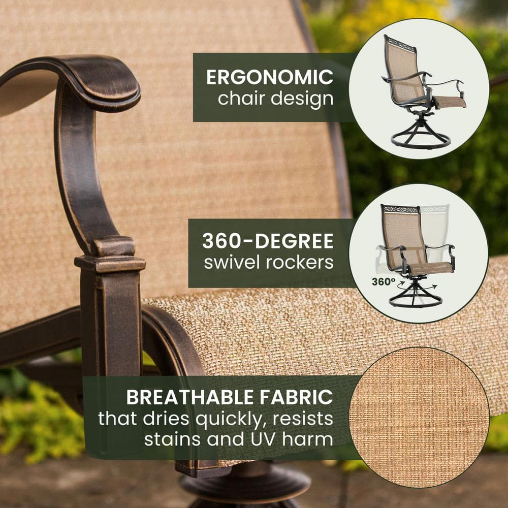 Cedar Aluminum 7-Piece Outdoor Dining Set with Swivel Rockers