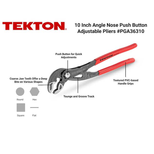 10 in. Angle Nose Push Button Adjustable Tongue and Groove Pliers