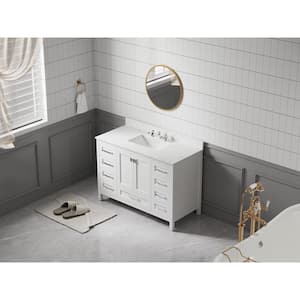 48.4 in. W x 22.2 in. D x 36.6 in. H Single Sink Bath Vanity in White with White Engineered Stone Top