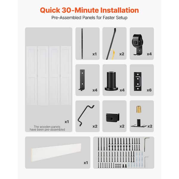 SKYSHALO Bi-Fold Door 48 in. x 84 in. 1/2 Lite,Clear Glass Solid