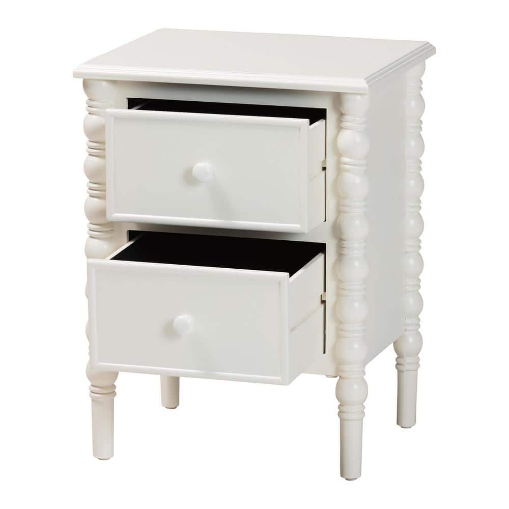 Malinda 17.7 in. Black Rectangle Wood End Table with 2-Drawers - thumbnail 3