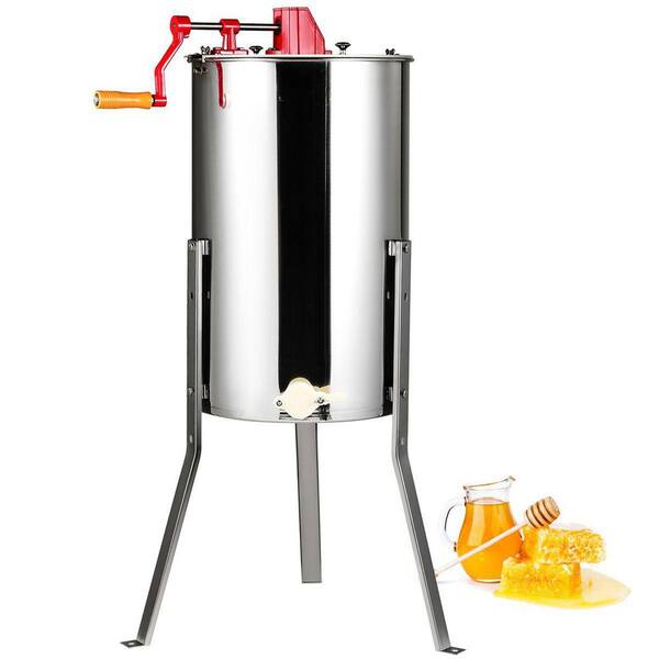3 Frame Stainless Steel Manual Honey Extractor with Adjustable Stand and Lid
