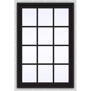 36 in. x 48 in. V-4500 Series Black Exterior/White Interior FiniShield Vinyl Fixed Picture Window, Colonial Grids/Grille