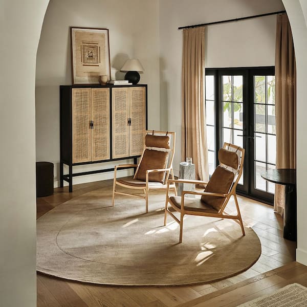 Venace Abstract Wool Brown 8 ft. x 10 ft. Indoor Shaped Rug