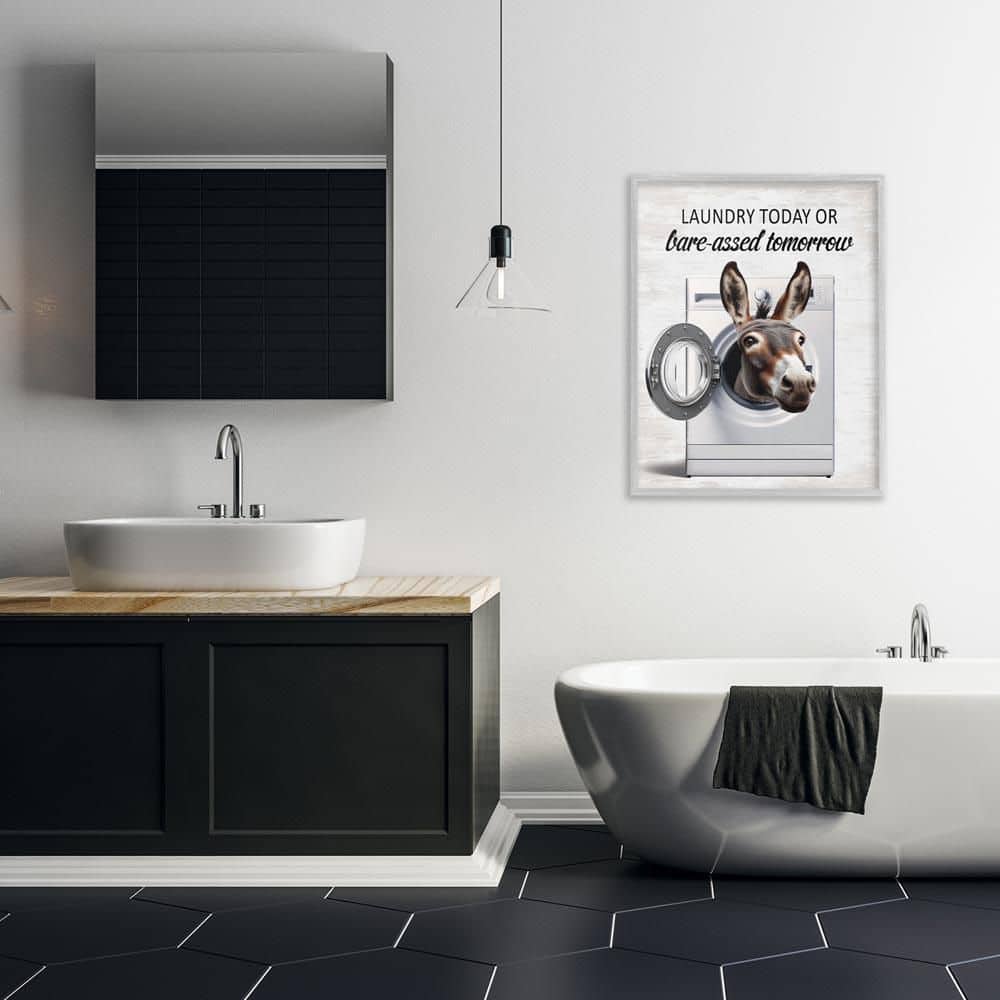 Sassy Laundry Donkey Pun by Lettered and Lined Gray Framed Typography Giclee Art Print 30 in. x 24 in. price history on PriceWatchPro