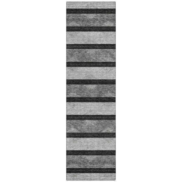 Chantille Machine Washable Indoor/Outdoor Abstract ACN3067 Black 2 ft. x 7 ft. Runner Rug