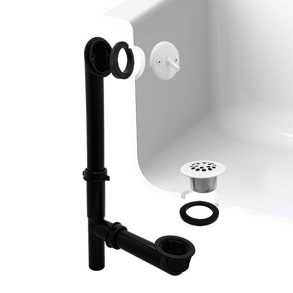 1-1/2 in. x 14 in. Black Poly Bath Waste & Overflow with Trip Lever and Beehive Strainer Drain, Powder Coat White price history on PriceWatchPro