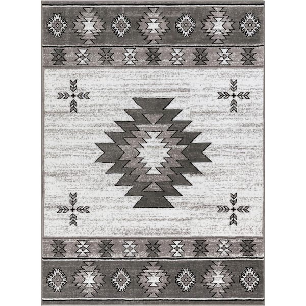 Well Woven Grey 5 ft. 3 in. x 7 ft. 3 in. Dulcet Rodrigo Southwestern Diamond Pattern Area Rug
