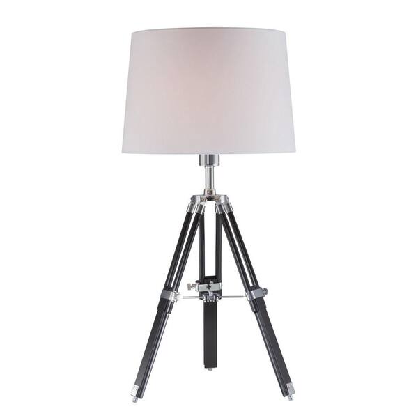 Illumine Designer Collection 30.5 in. Chrome Table Lamp with White Fabric Shade