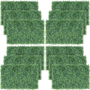 12-Pcs 24 in. x 16 in. Artificial Boxwood Hedge Panel Plastic Greenery Artificial Boxwood Topiary Indoor Outdoor Decor