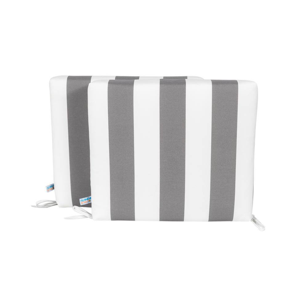 Slate Grey and White Stripe Adirondack Chair Cushion Set