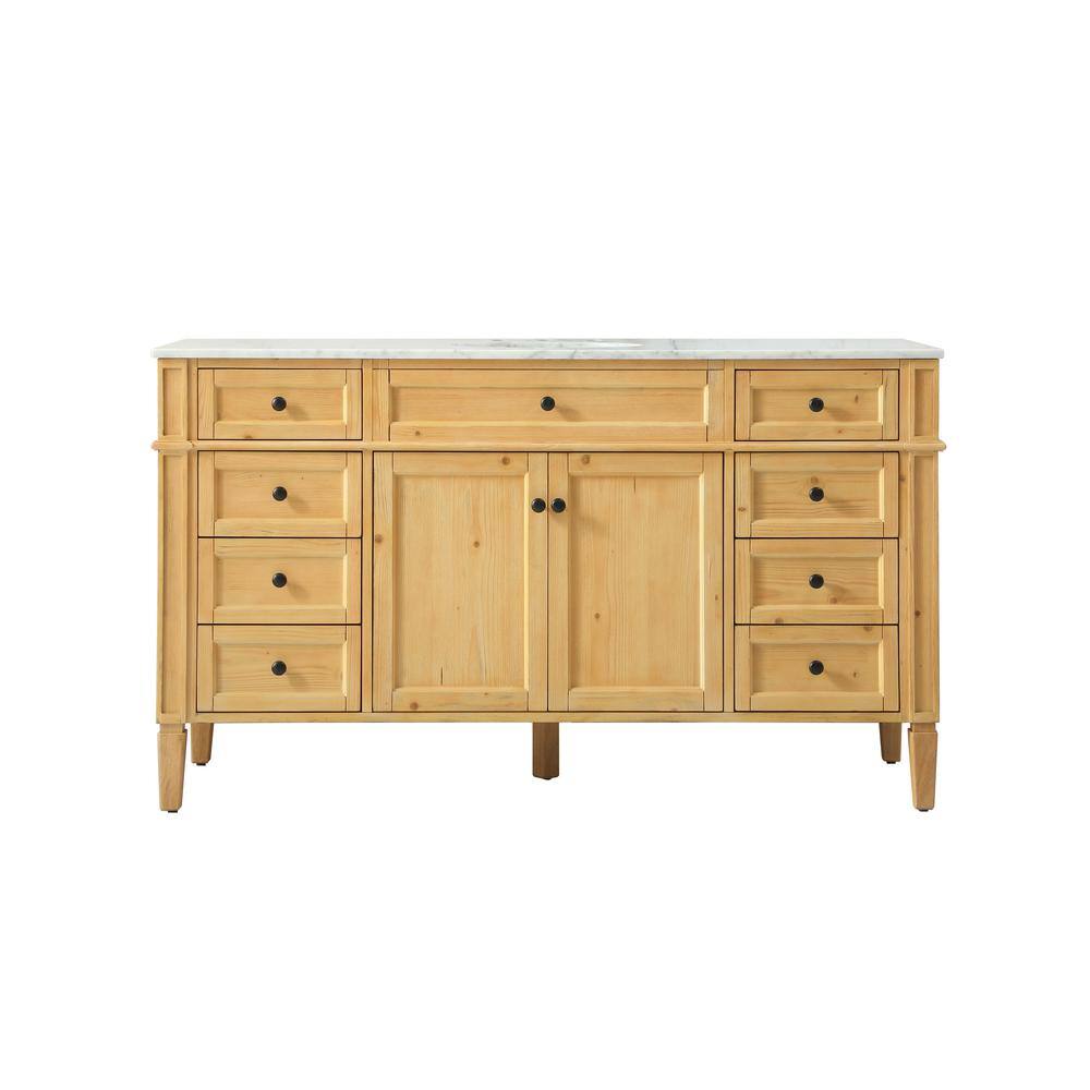 Simply Living 60 in. W x 21.5 in. D x 35 in. H Bath Vanity in Natural Wood 