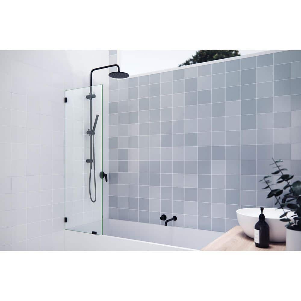 Vela 21 in. W x 58.25 in. H Frameless Fixed Panel Tub Door in Oil Rubbed Bronze with Clear Glass price history on PriceWatchPro