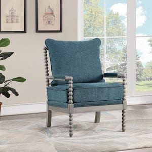 Abbot Azure Fabric Chair with Brushed Grey Base