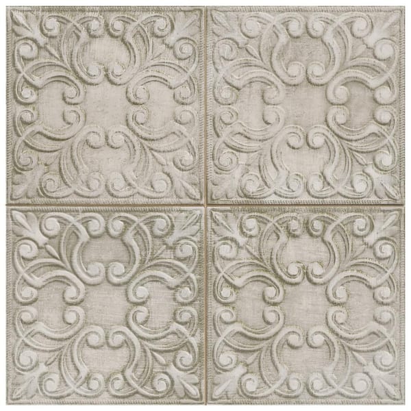 Victorian Tin Zinc 9 in. x 9 in. Porcelain Wall Take Home Tile Sample