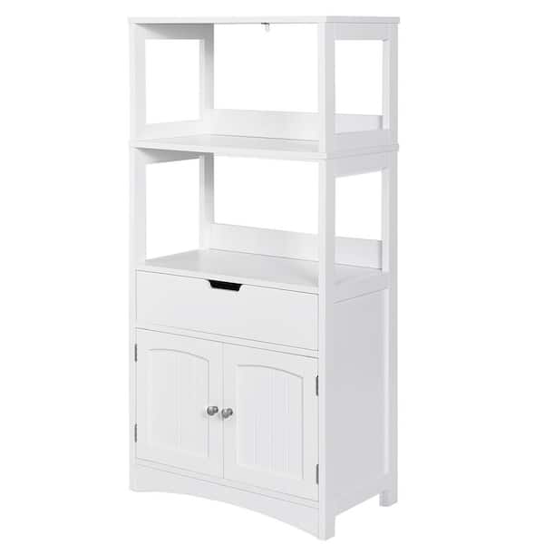 HONEY JOY White Storage Cabinet Organizer with Drawer & Shelves