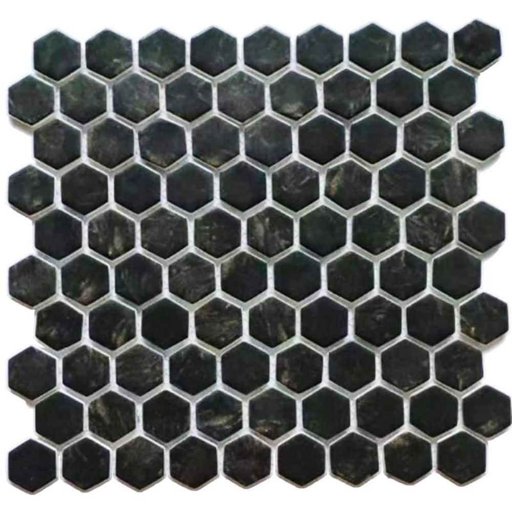 Monet Black 11 in.x 12 in. Glossy Porcelain Hexagonal Mosaic Floor and Wall Tile (12.74 sq.ft./Case) price history on PriceWatchPro