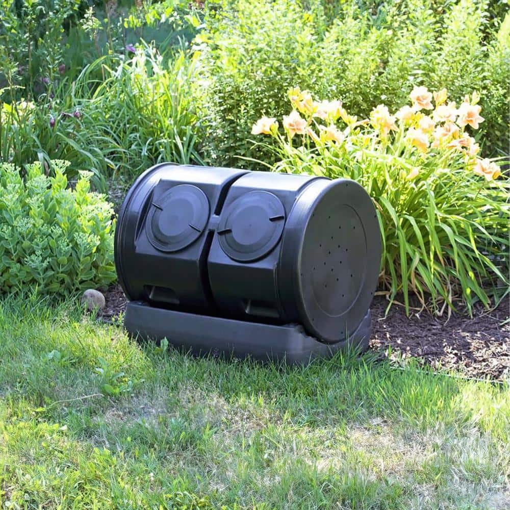 Black 7 Cu Ft Plastic Outdoor Tumbler Composter