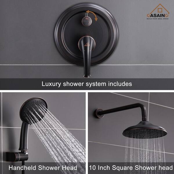 KES 8-Inch Square Fixed Shower Head – Stainless Steel Oil Rubbed Bronze