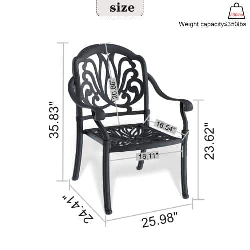 Scale reference image showing the dimensions of the dining chair.