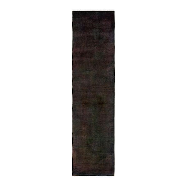 Overdyed Black 2 ft. 6 in. x 10 ft. 2 in. Wool Indoor Area Rug