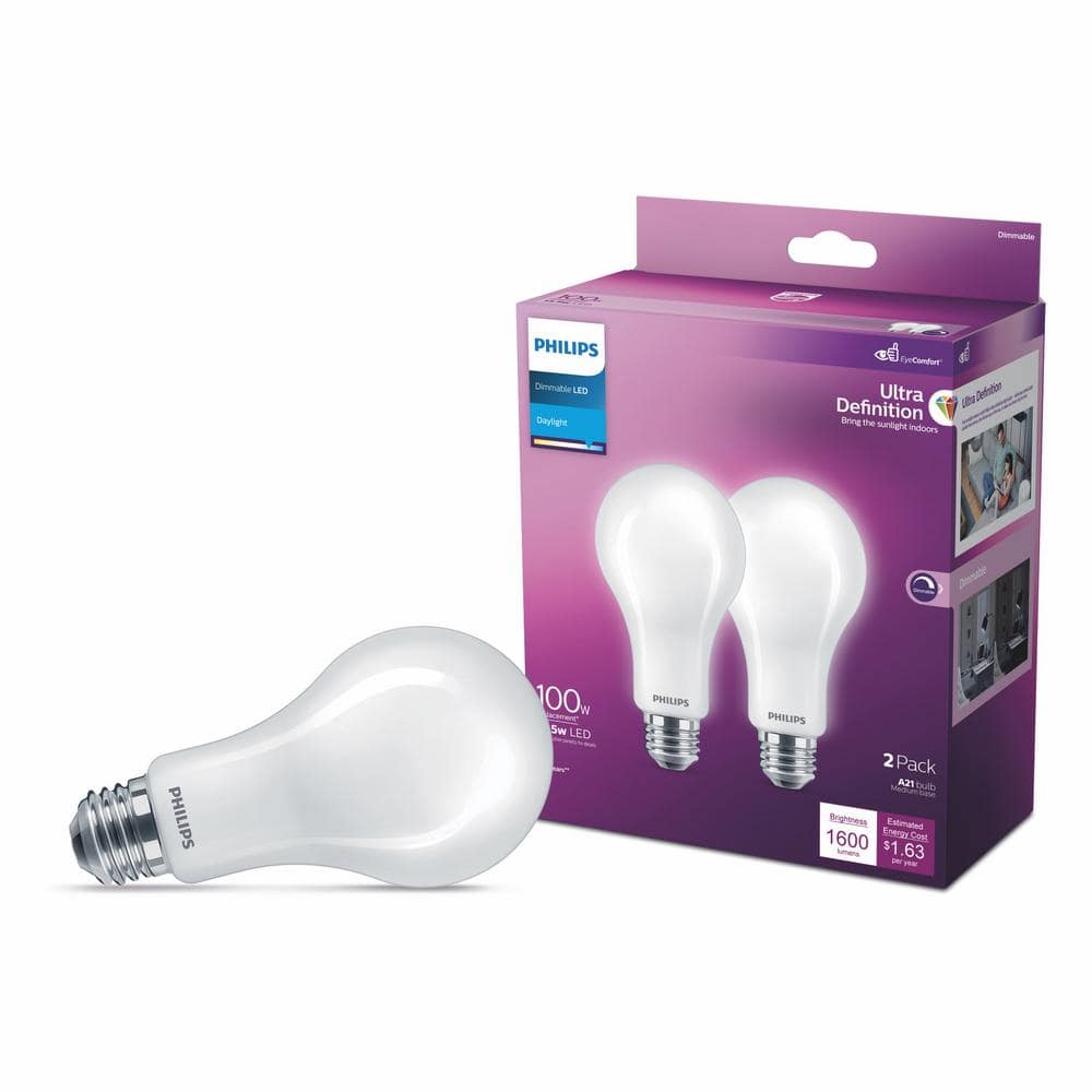 Philips 100Watt Equivalent A21 Ultra Definition Dimmable E26 LED Light