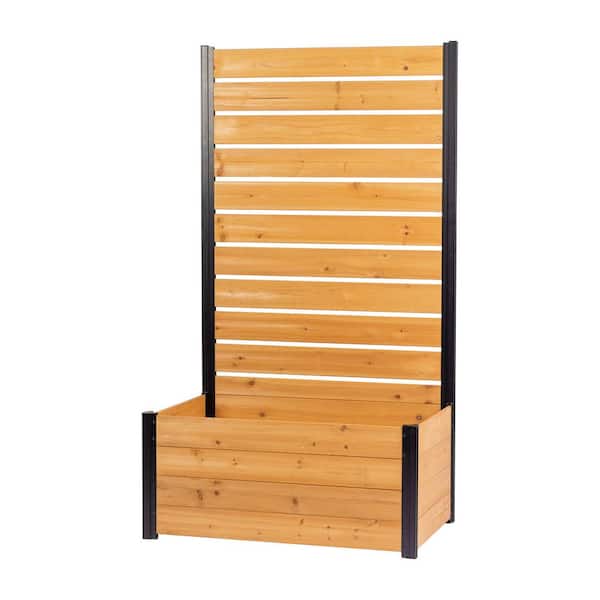 Concord 6 ft. H x 3.4 ft. W x 2.2 ft L Cedar Wood Flat Top Privacy Fence Screen Panel with Planter Box