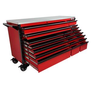 72 in. W x 24.6 in. D Professional Duty 20-Drawer Mobile Workbench Tool Chest with Stainless Steel Top in Red