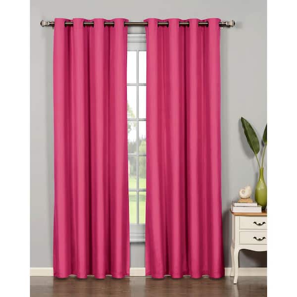 Bella Luna Pink Extra Wide Grommet Sheer Curtain - 54 in. W x 84 in. L  (Set of 2)