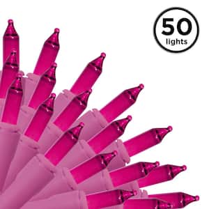 50-Light Designer Series Pink Mini Lights, Pink Wire