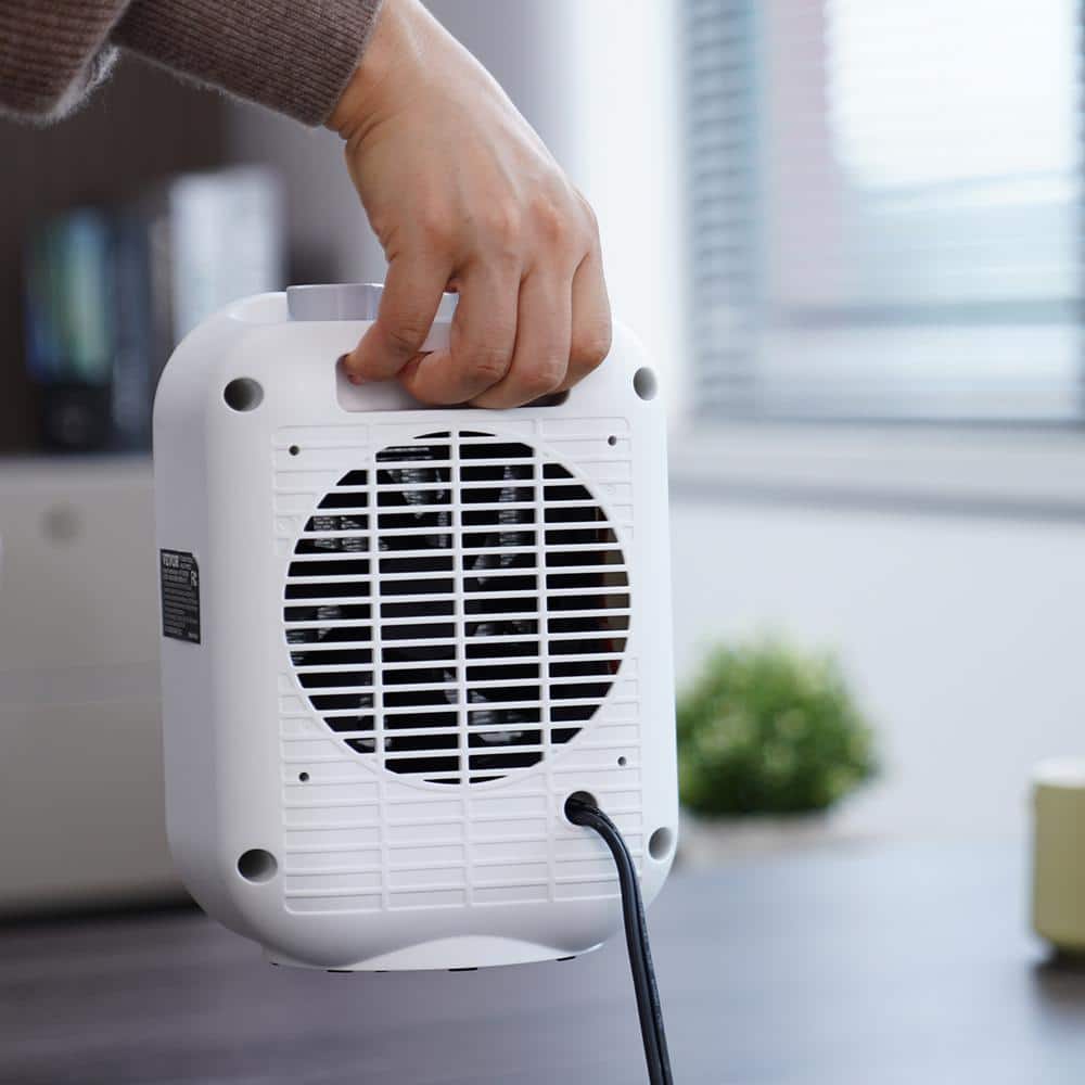 Compact White Ceramic Electric Space Heater with Thermostat