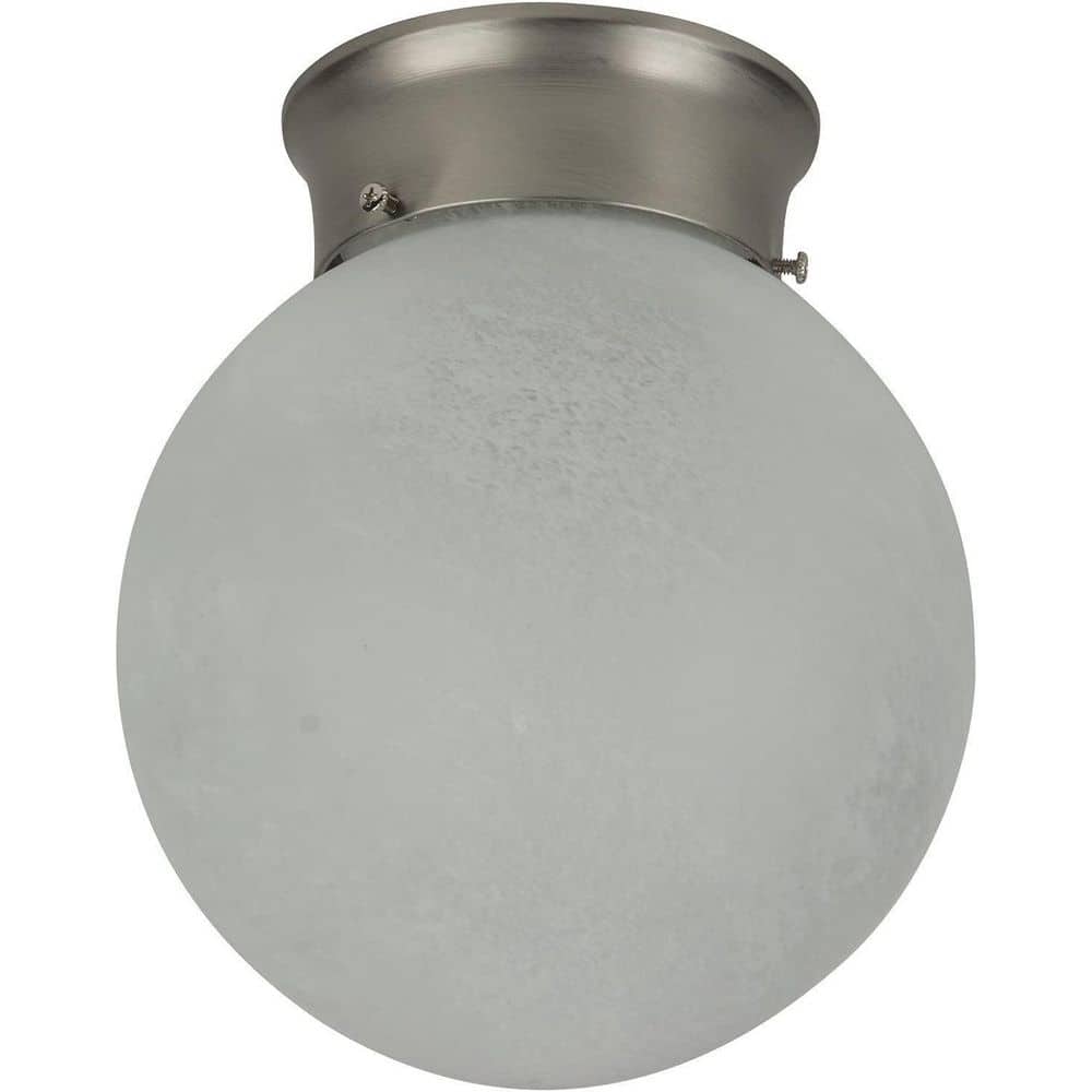8-Inch Brushed Nickel Frosted Glass Globe Ceiling Light