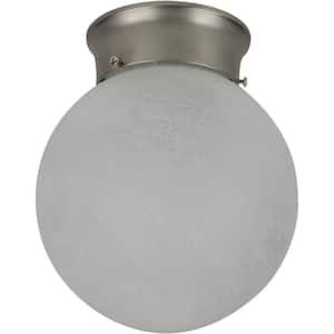 8 in. 1-Light Brushed Nickel Ceiling Flush Mount Light Fixture with Alabaster Glass Shade