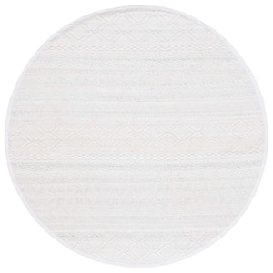 Natura Ivory 6 ft. x 6 ft. Border Striped Round Area Rug