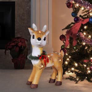 23 in. Tall Vintage Christmas Reindeer with Warm White LED Lights