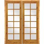 72 in. x 96 in. Rustic Knotty Alder 12-Lite Both Active Solid Core Wood Double Prehung Interior Door